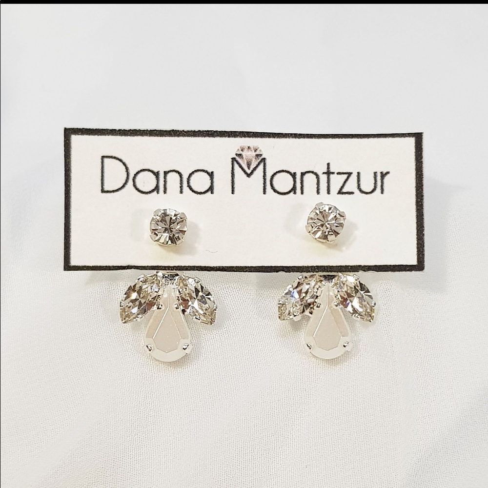 Silver ear jacket w Cubic Zirconia & Pearl